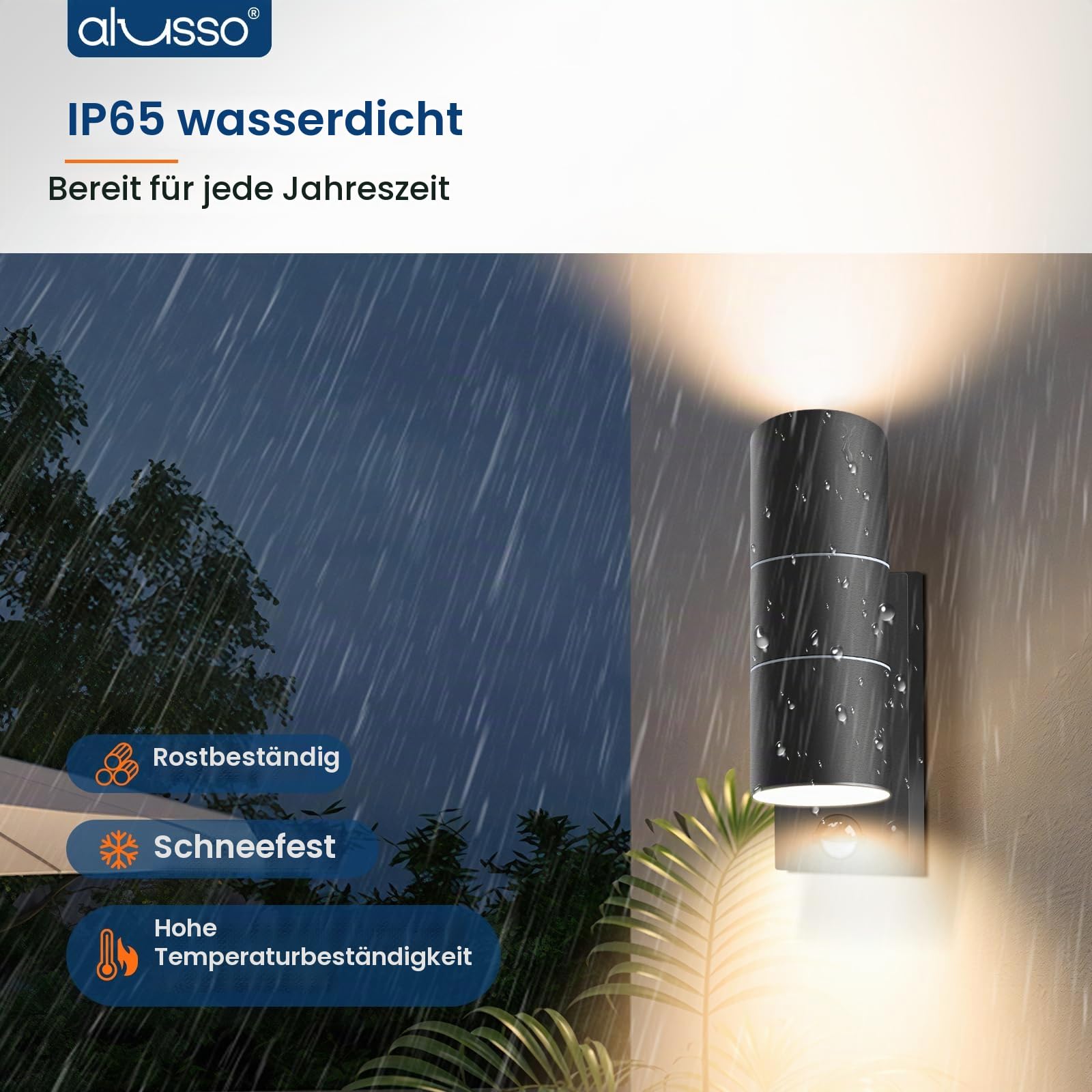 Alusso Security Light Außenwandleuchte Sensor schwarz 2x8W