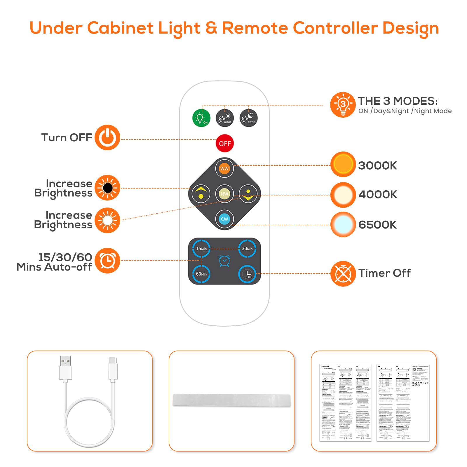 Alusso Cabinet Light 30cm LED Schrankbeleuchtung Bewegungsmelder