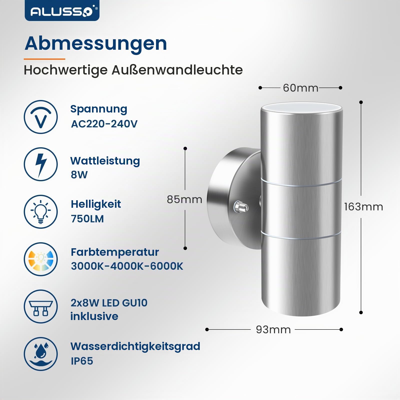 Alusso Security Light Außenleuchte Silber ohne Sensor