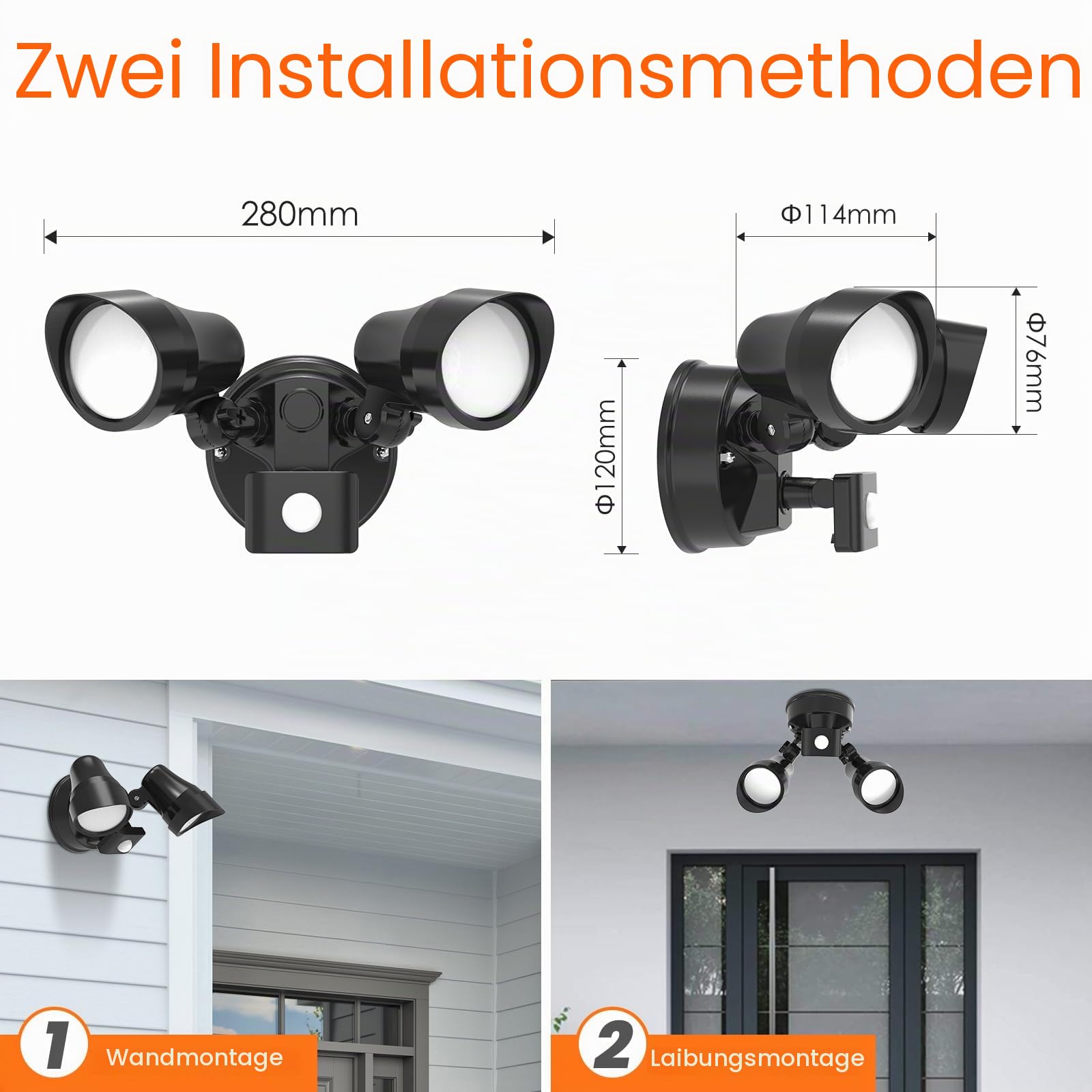Alusso Security Light Strahler 25W Doppel Fernbedienung