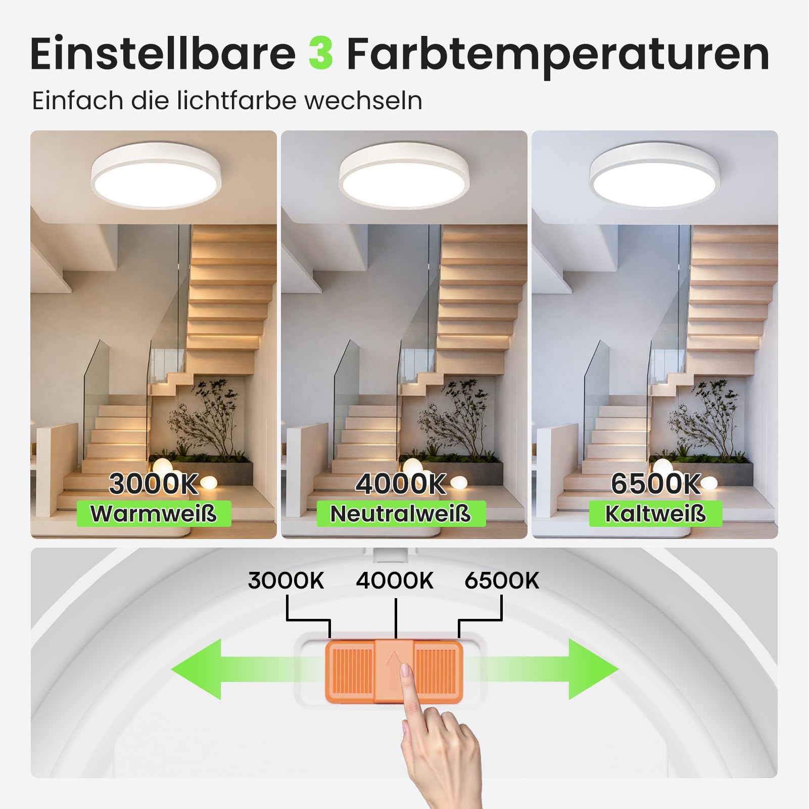Alusso Deckenleuchte LED rund 1980lm 3CCT weiß IP44