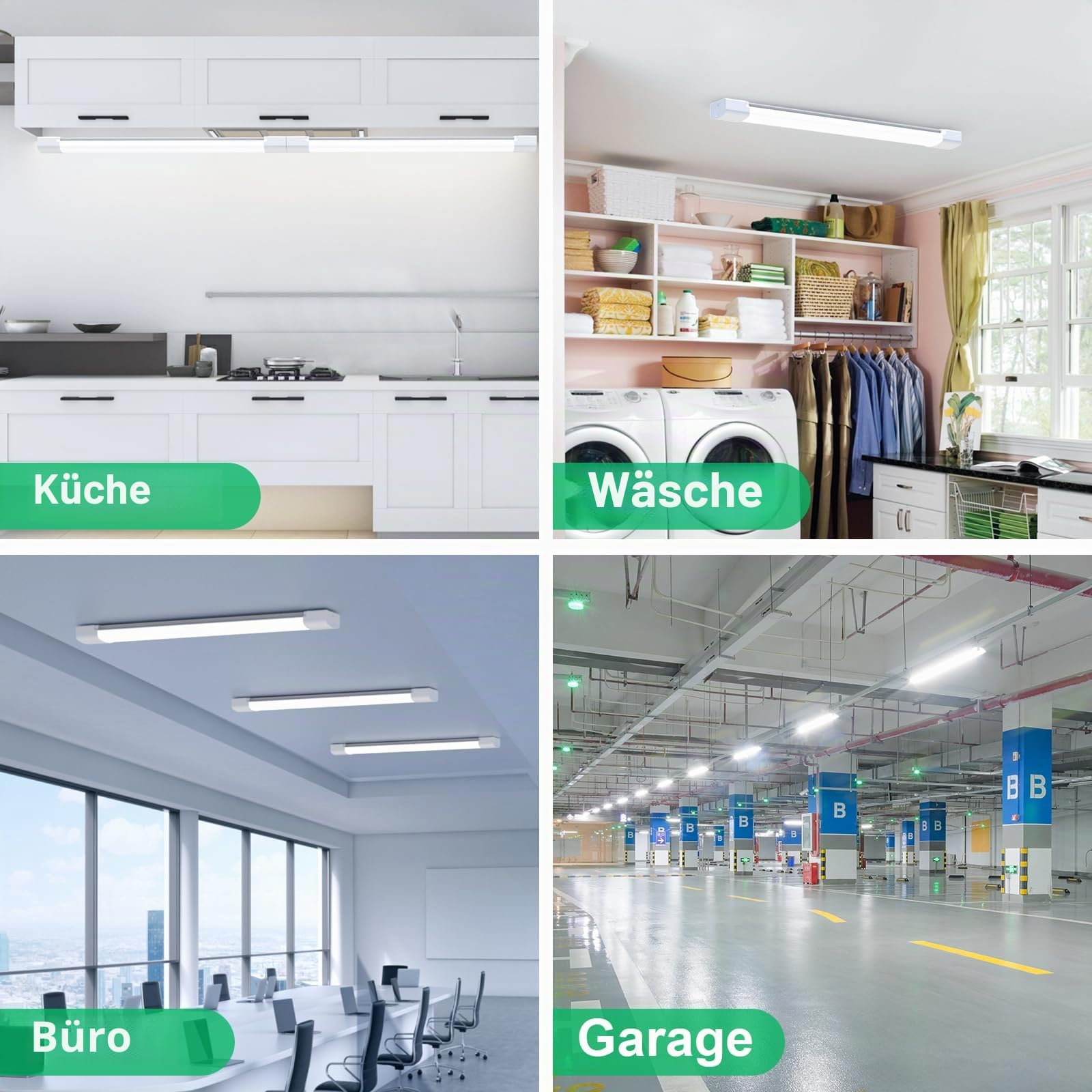 Modlicht LED Feuchtraumleuchte 150cm kaltweiss 4er Set 5000K