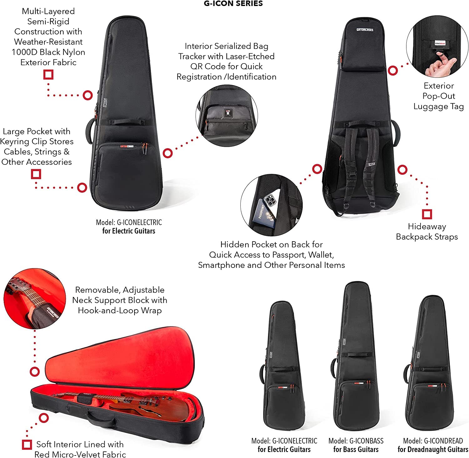 Gator Icon Softcase Les Paul Schwarz E-Gitarrentasche