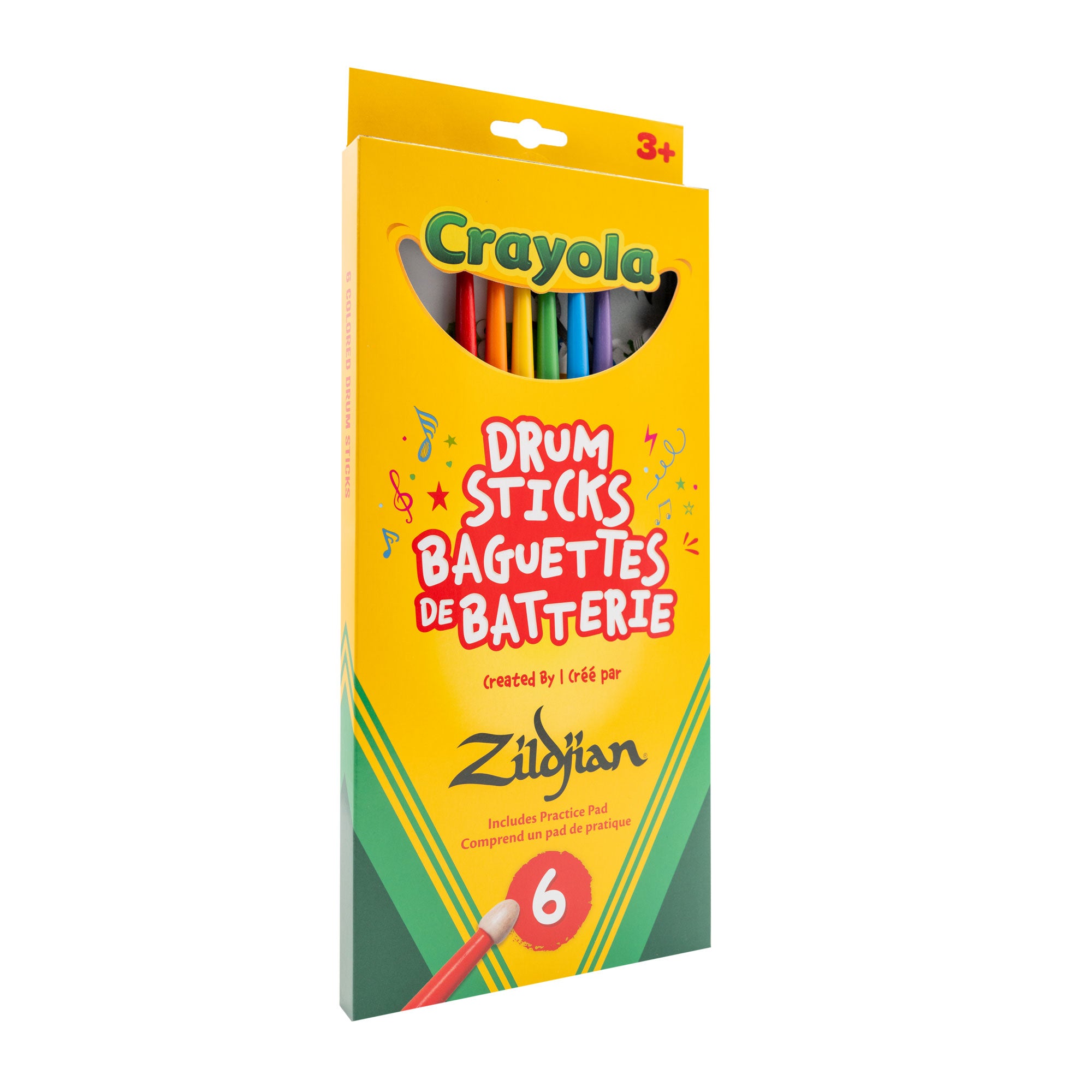 Zildjian Drumsticks x Crayola Pack Kinder 6 Sticks + Pad bunt