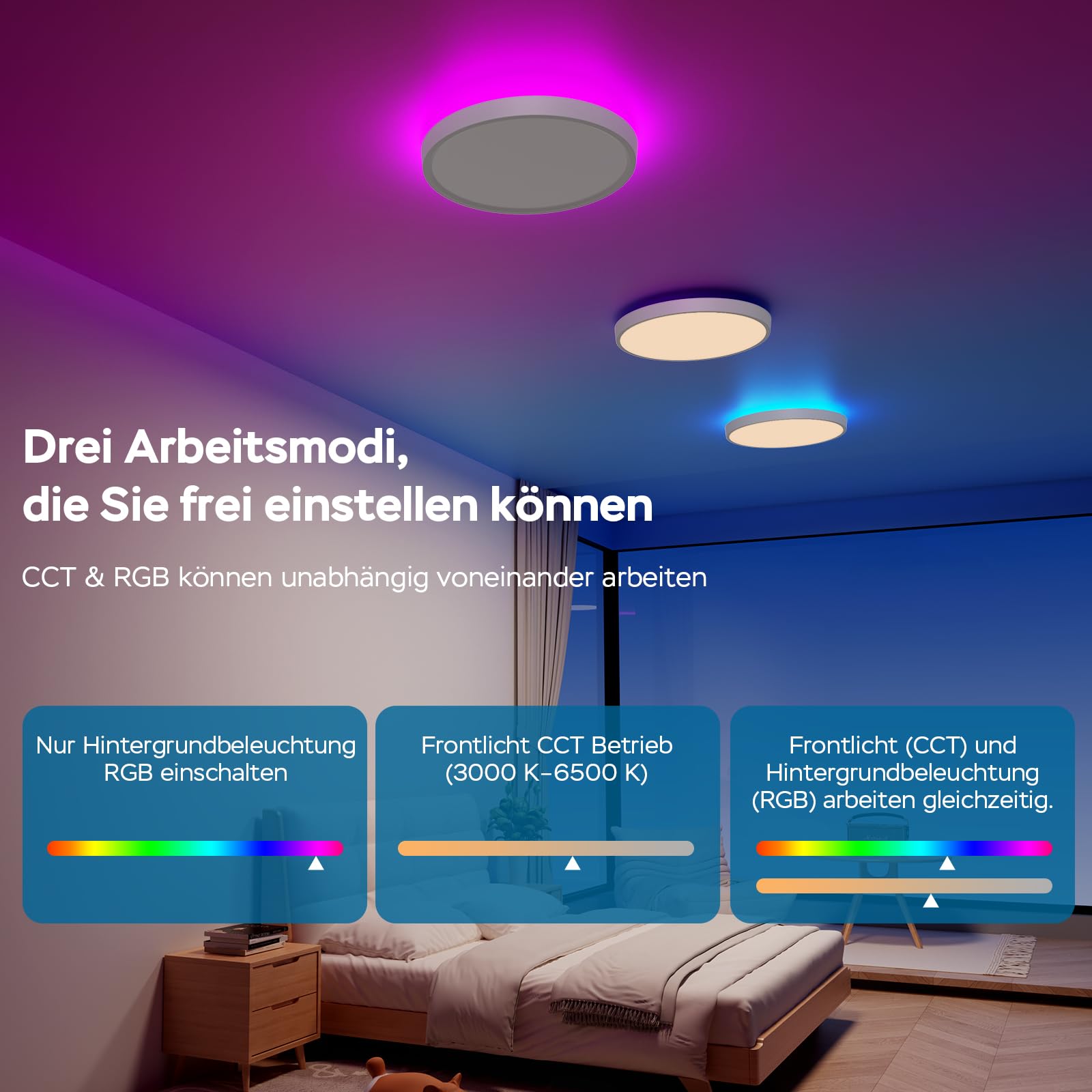 Modlicht LED Deckenleuchte 28W Ø30cm Weiß RGBIC Smart