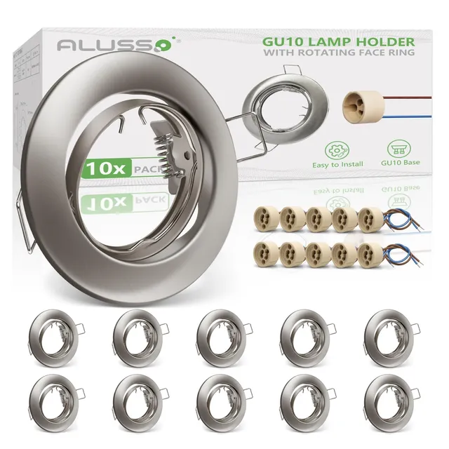 Alusso Recessed Einbaustrahler GU10 Rahmen Nickel Gebürstet 10er Set