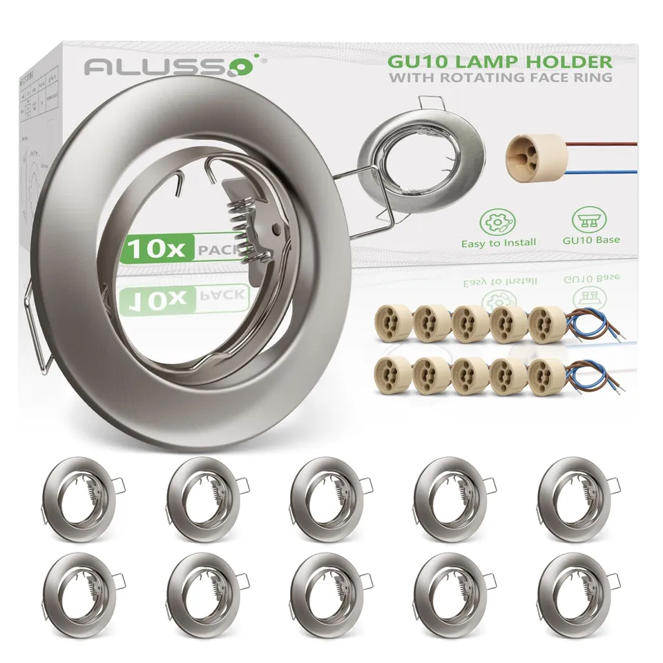 Alusso Recessed Einbaustrahler GU10 Rahmen Nickel Gebürstet 10er Set