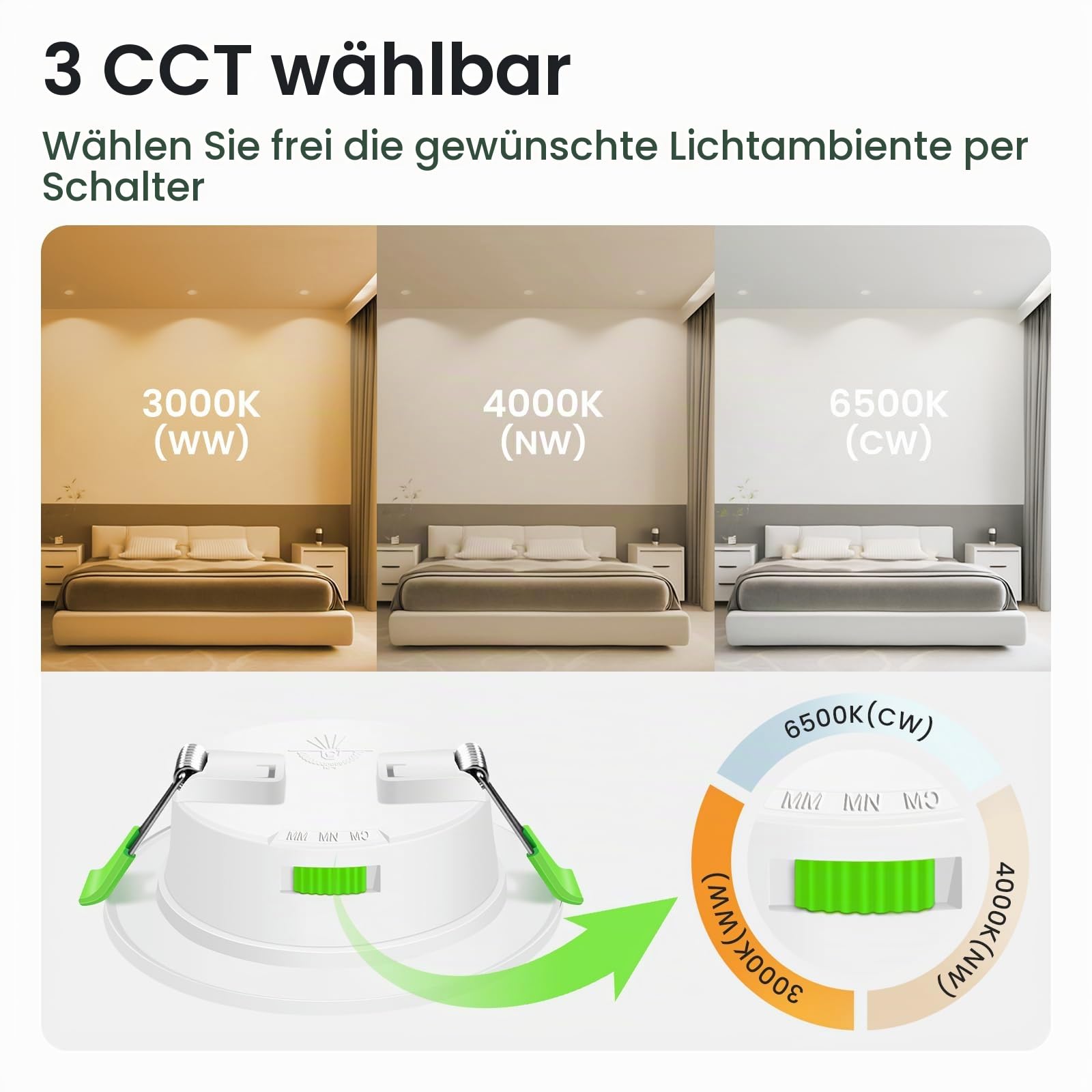 Alusso Recessed Einbaustrahler 6er Set dimmbar weiß
