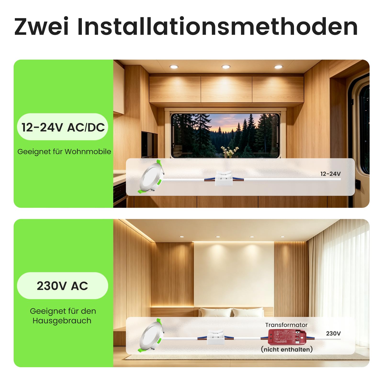 Alusso Einbaustrahler 12V Einbauleuchte 6er Set Ø55-68mm 3CCT