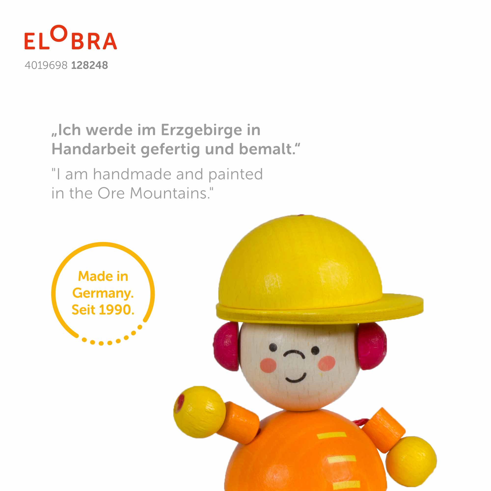 Elobra Bagger Bodo Pendelleuchte Hängelampe gelb Holz 2xE27