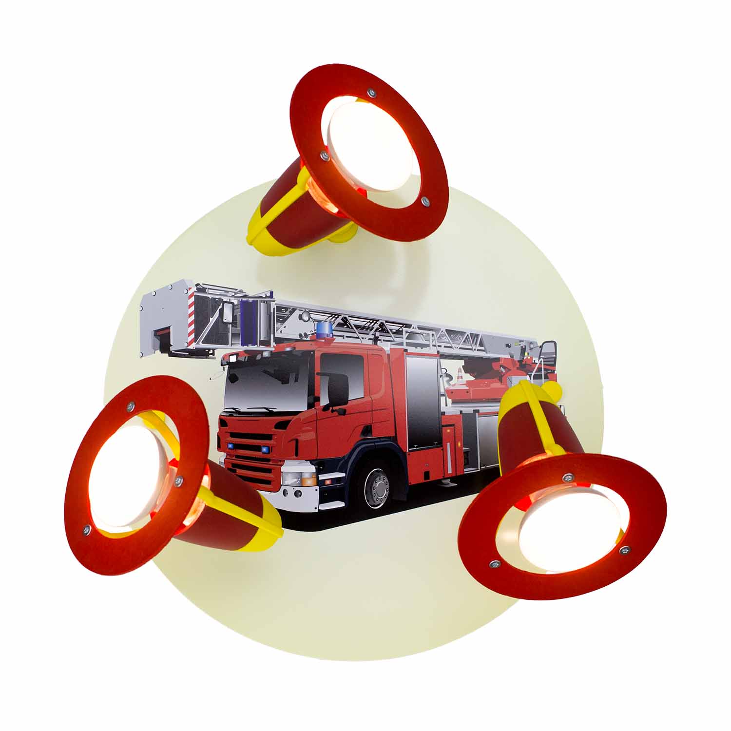 Elobra Kids 3er Spot Rondell Feuerwehrauto Rot-Gelb