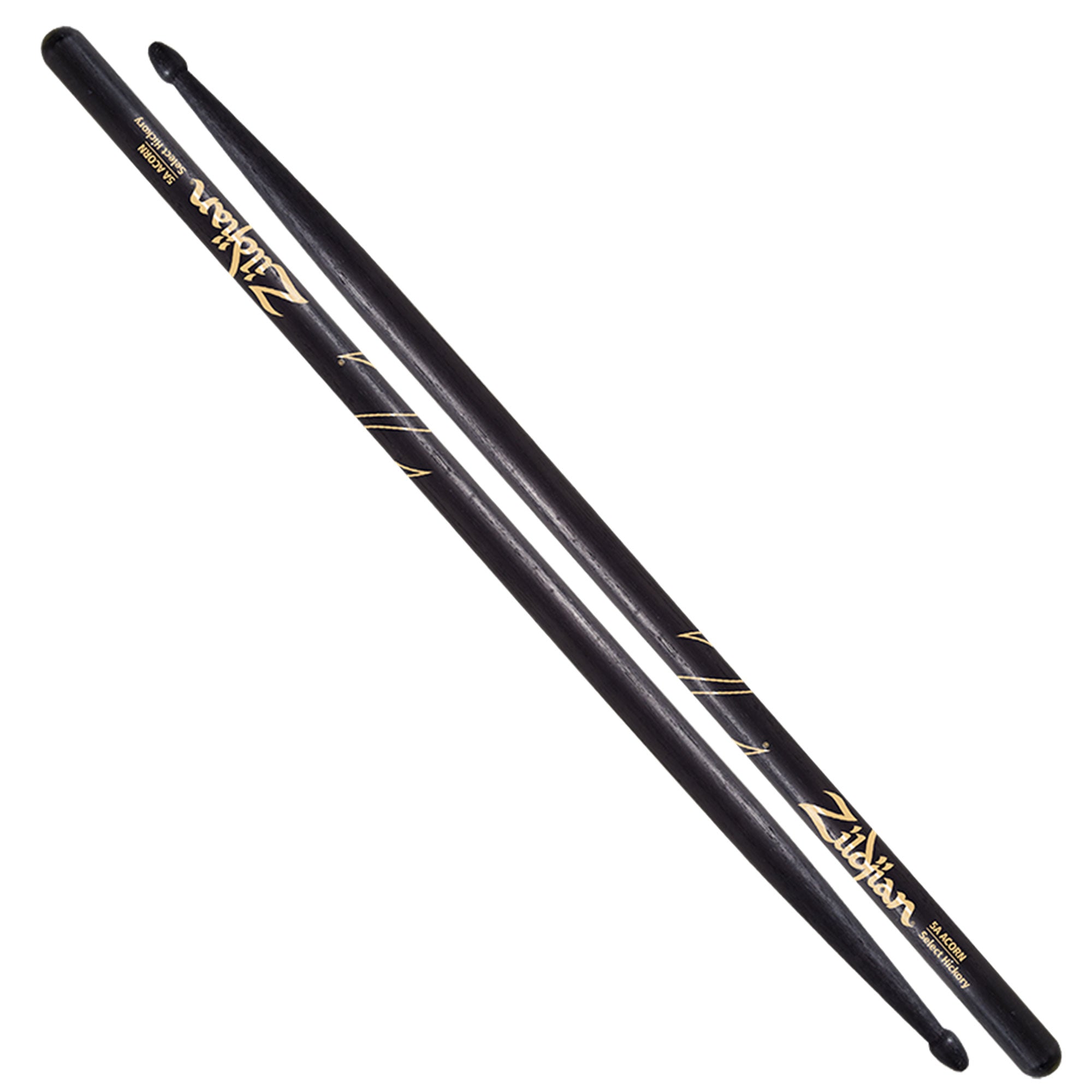 Zildjian 5A Acorn Tip Drumsticks Hickory Schwarz