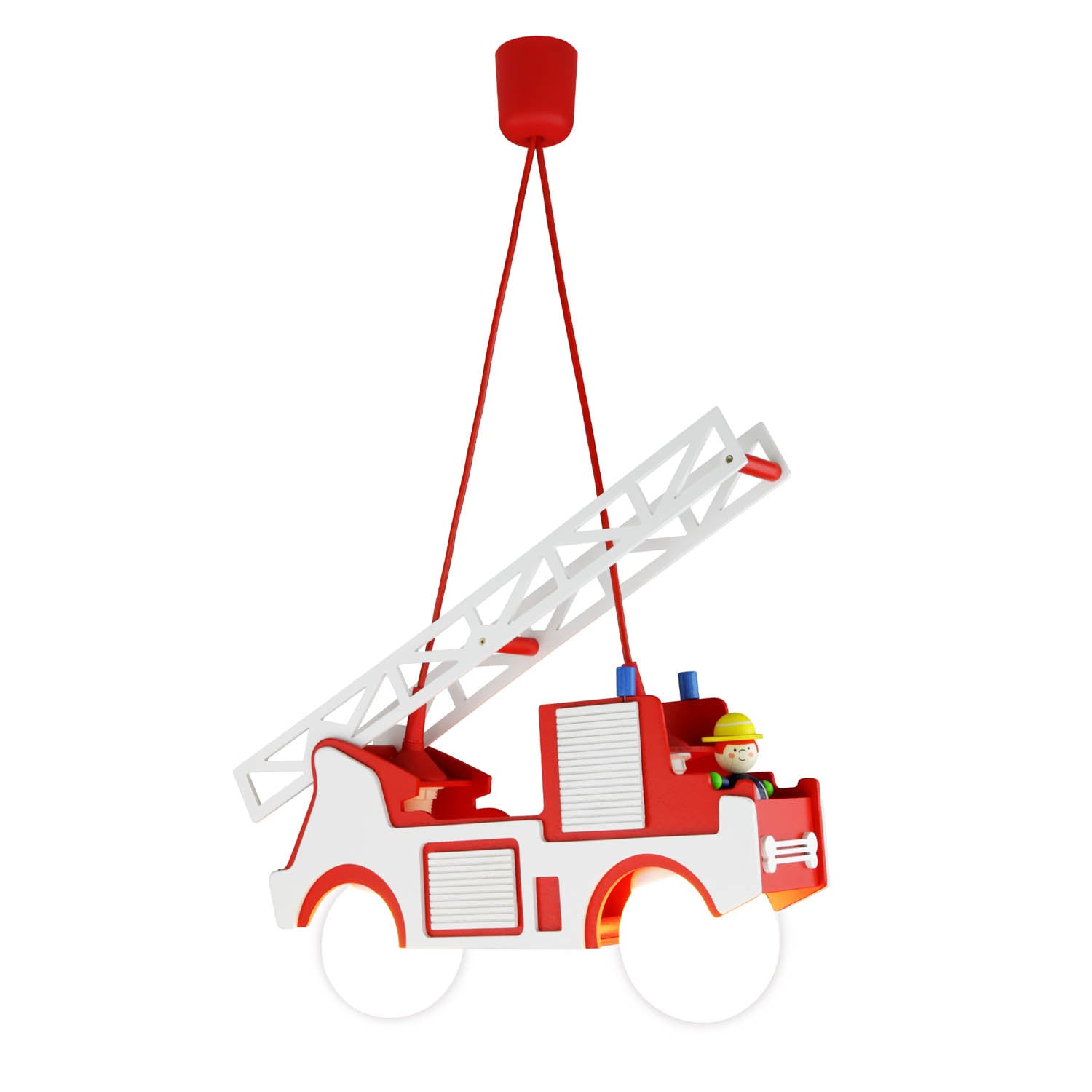 Elobra Kids Feuerwehr Fred Pendelleuchte rot-weiss Holz