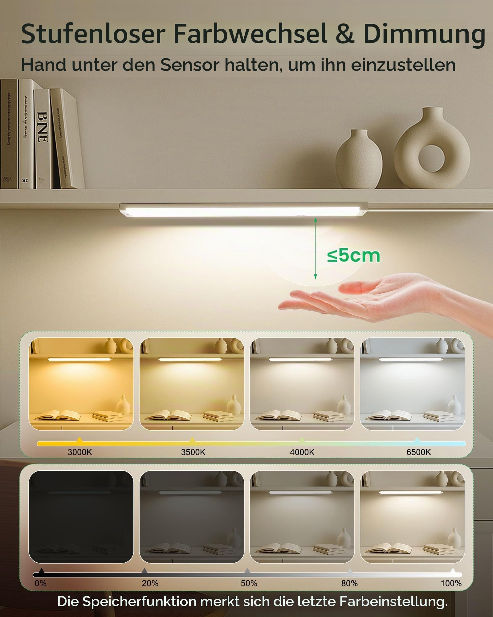 Alusso Cabinet Light Unterbauleuchte 40cm 2er Set dimmbar