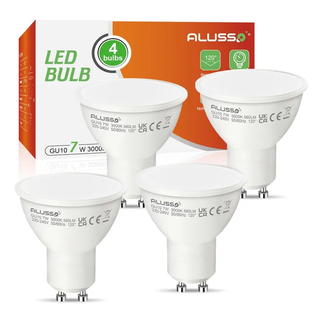 Alusso Bulb GU10 LED 7W Warmweiß 3000K 560LM 4 Stück