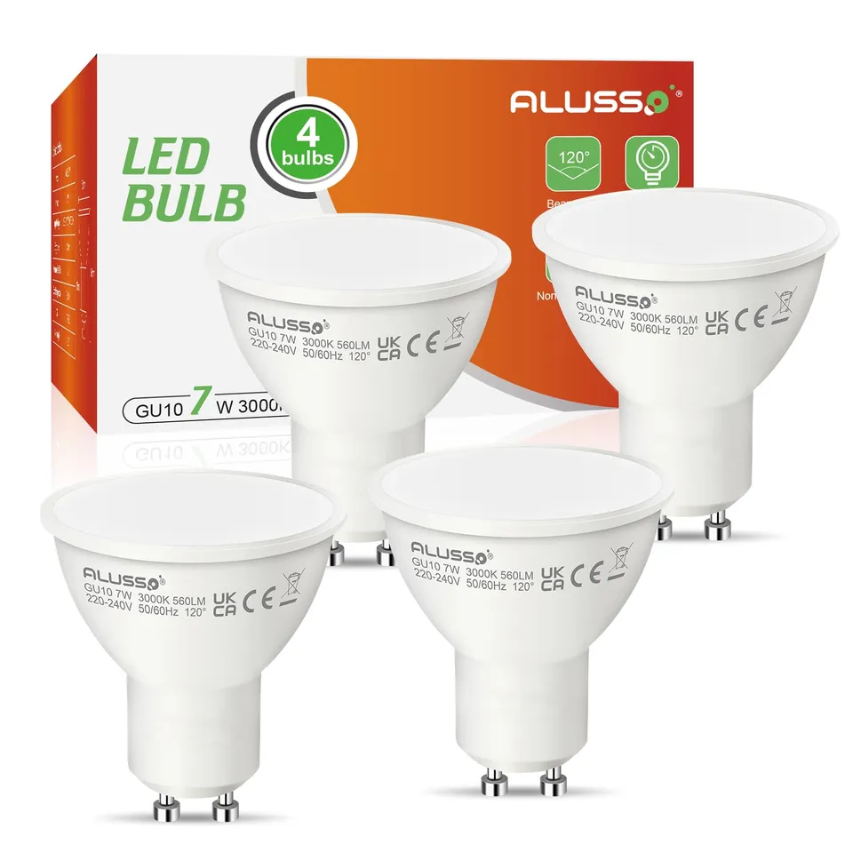Alusso Bulb GU10 LED 7W Warmweiß 3000K 560LM 4 Stück