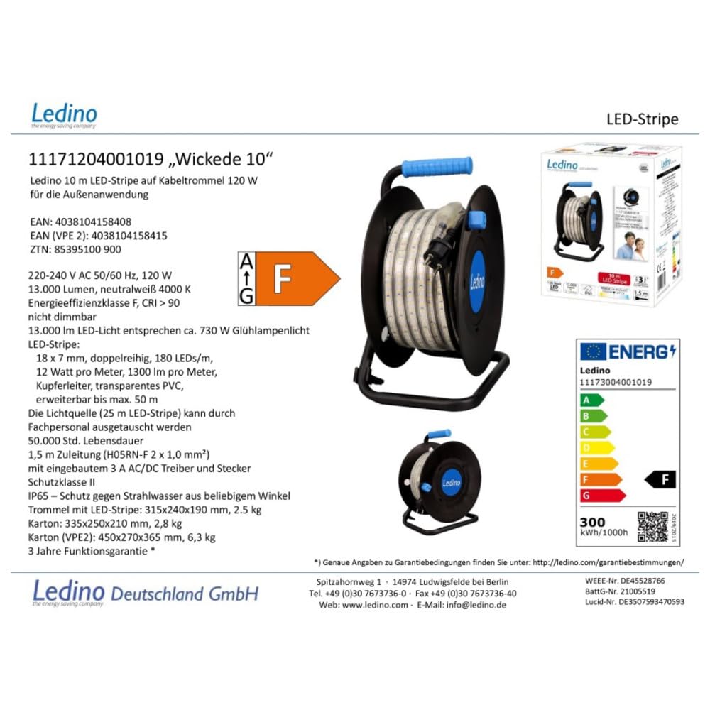 Ledino Wickede LED-Strip 10m neutralweiß 4000K 13000lm
