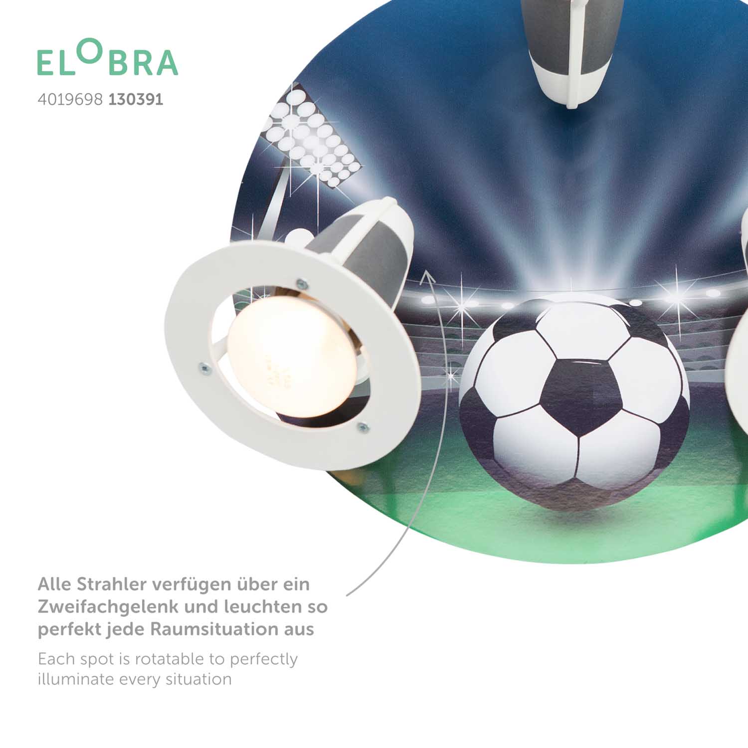 Elobra Kids Rondell Fußballarena Deckenleuchte 3er Spot