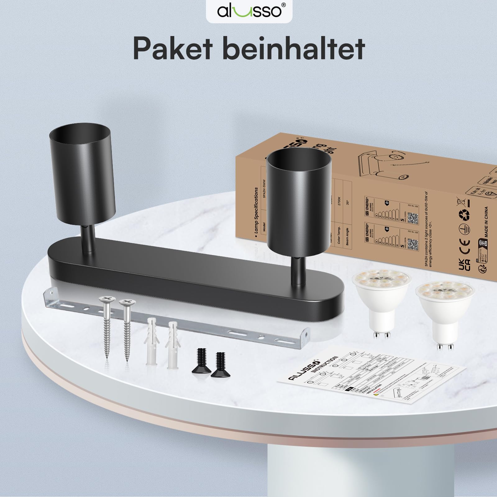 Alusso Recessed Ceiling Light Deckenstrahler 2 flammig GU10