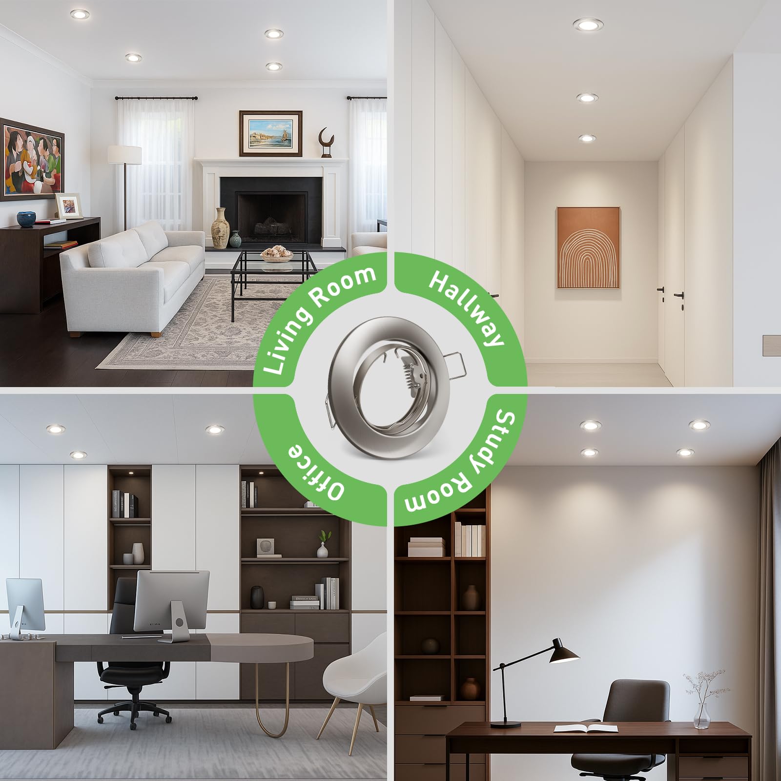 Alusso Recessed Einbaustrahler GU10 Rahmen Nickel Gebürstet 10er Set