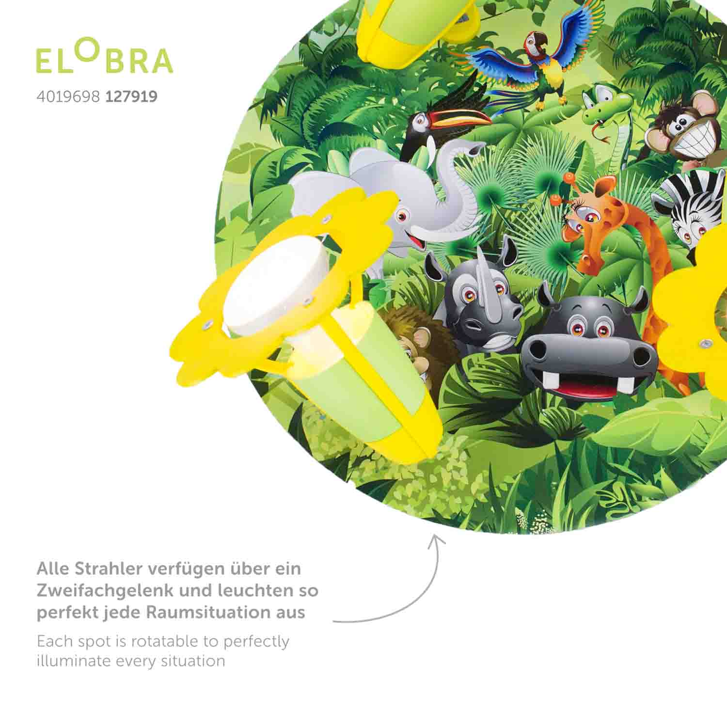 Elobra Wildnis Rondell Deckenleuchte 3er Spot Dschungel