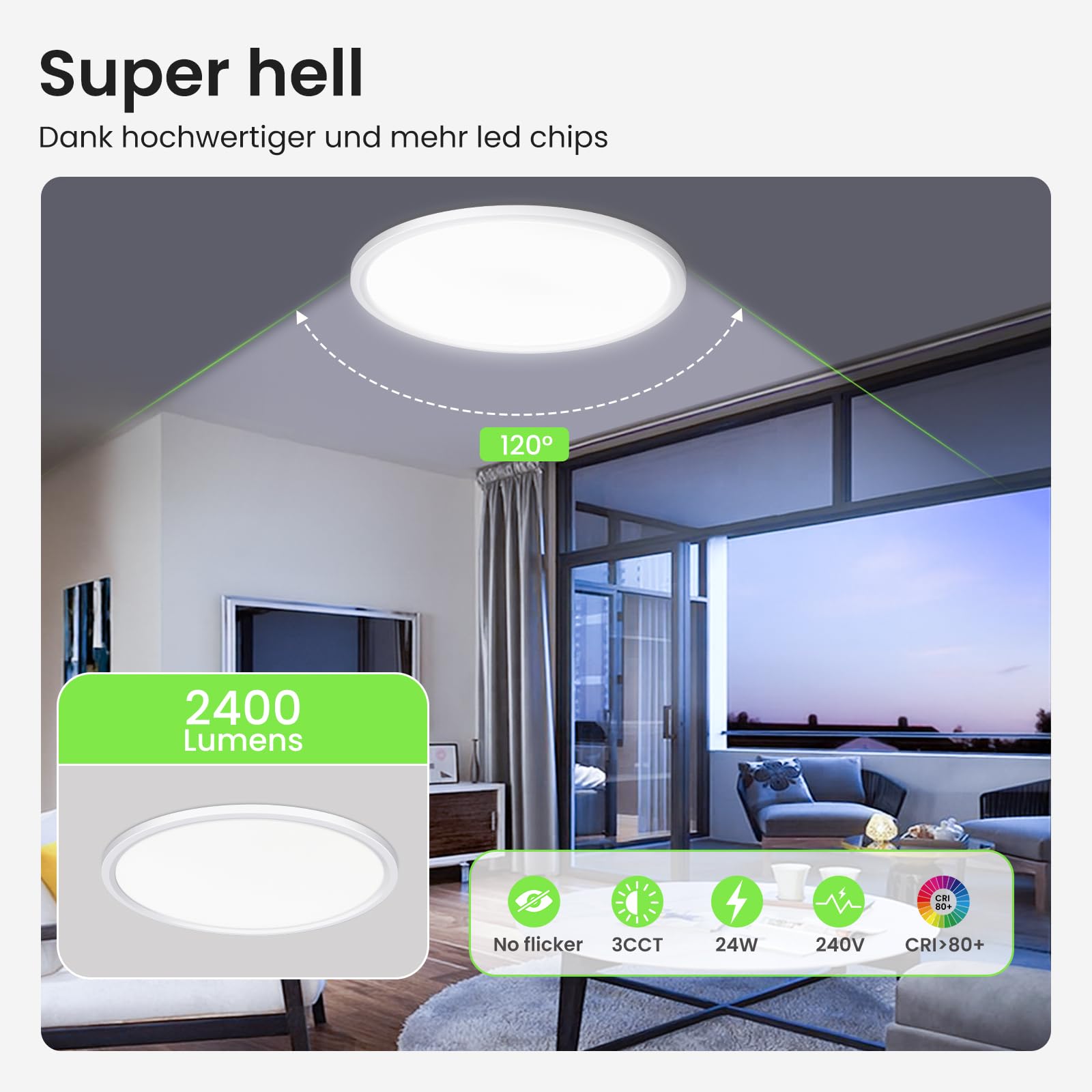 Alusso Recessed Ceiling Light Deckenleuchte 24W Ø29cm warmweiß