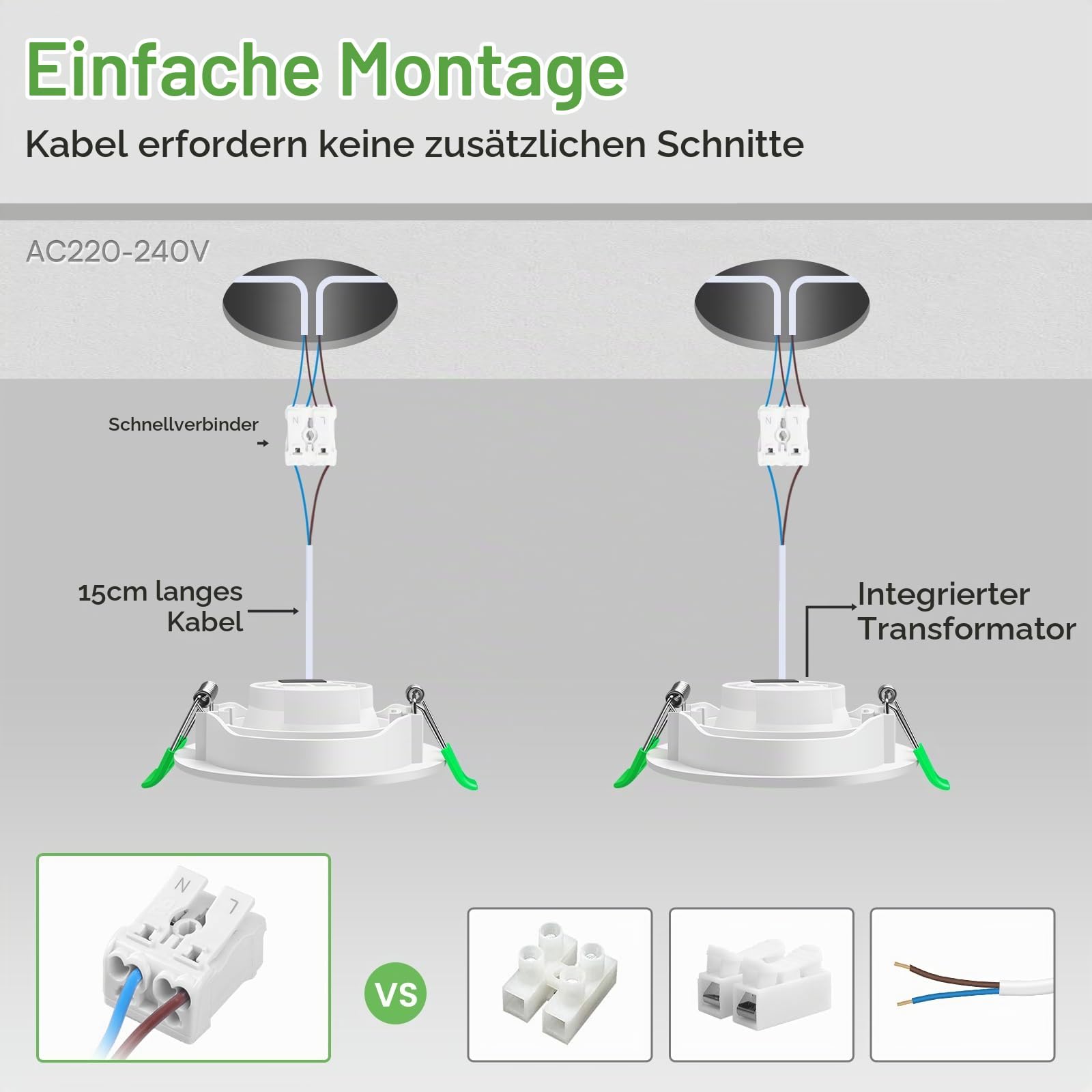 Alusso Einbaustrahler 5W Warmweiß 3000K 6er Set 74-78mm