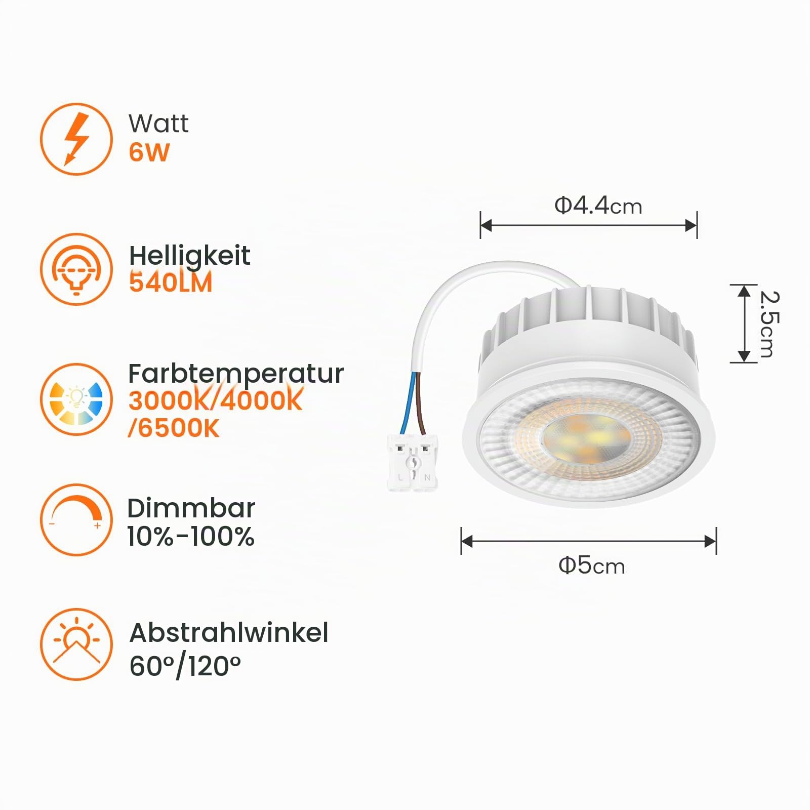 Alusso Bulb LED Modul 6W GU10 MR16 Ersatz 3000-6500K 6er-Pack