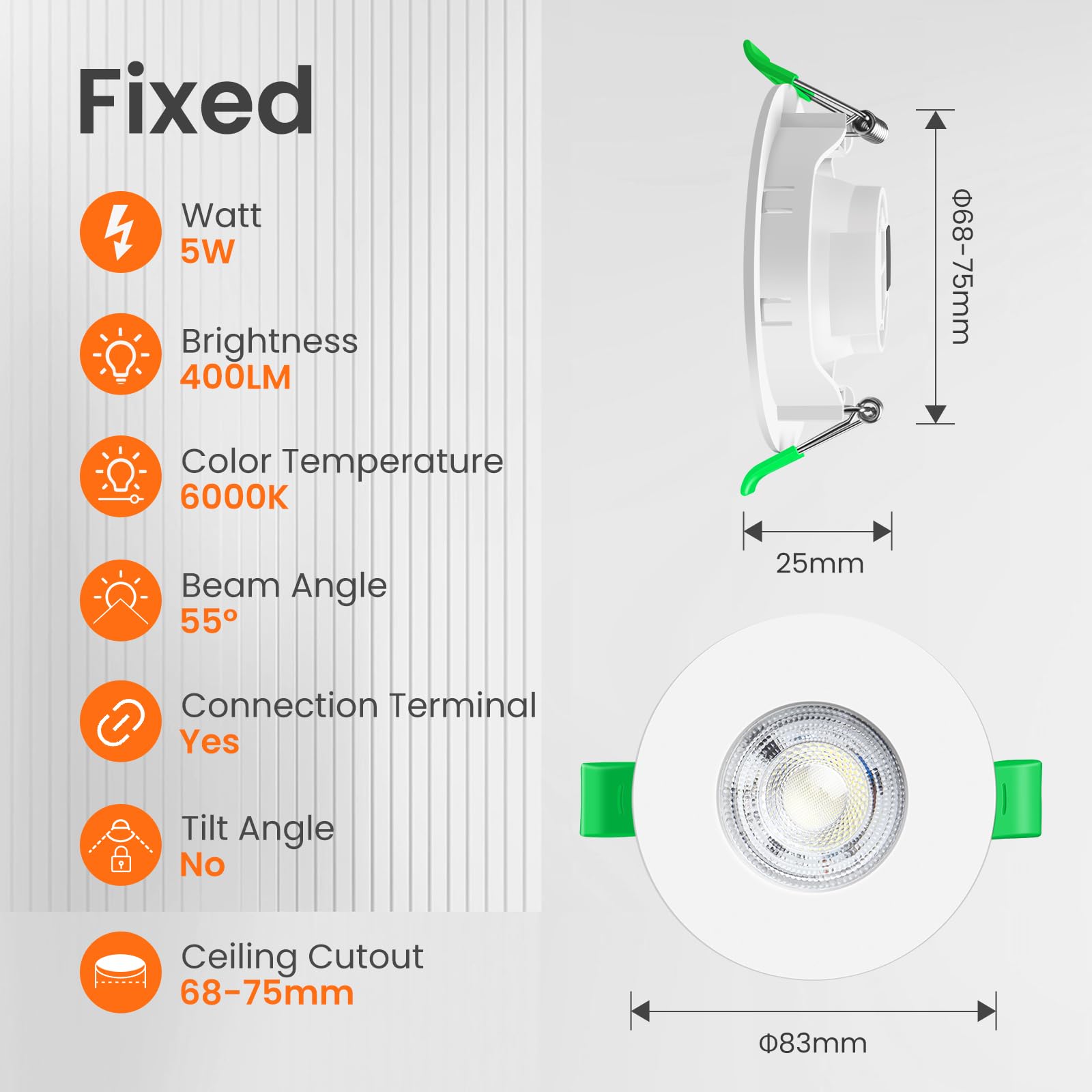 Alusso Recessed Ceiling Light Einbaustrahler 5W 6er 6000K IP44