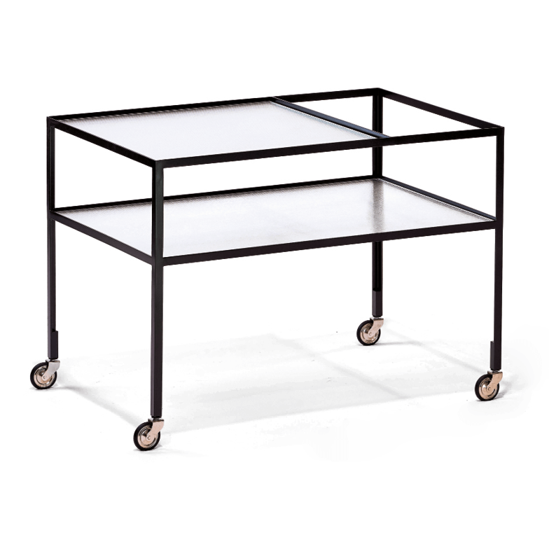 Richard Lampert Barwagen Servierwagen schwarz Riffelglas
