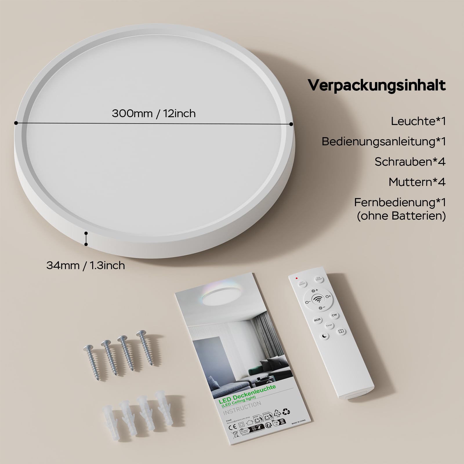 Modlicht LED Deckenleuchte 28W Ø30cm Weiß RGBIC Smart
