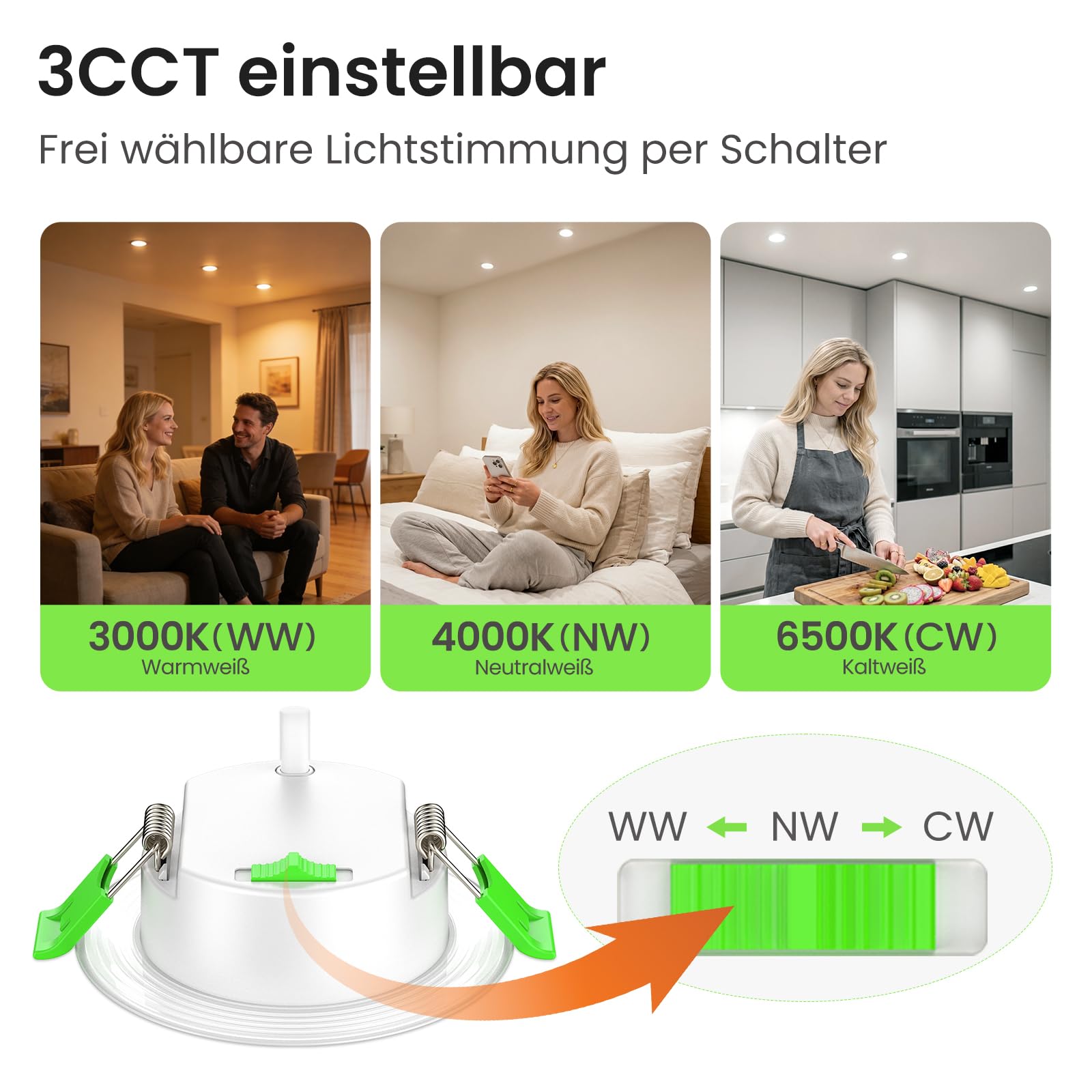 Alusso Einbaustrahler Rund Weiß 5W IP65 3CCT dimmbar