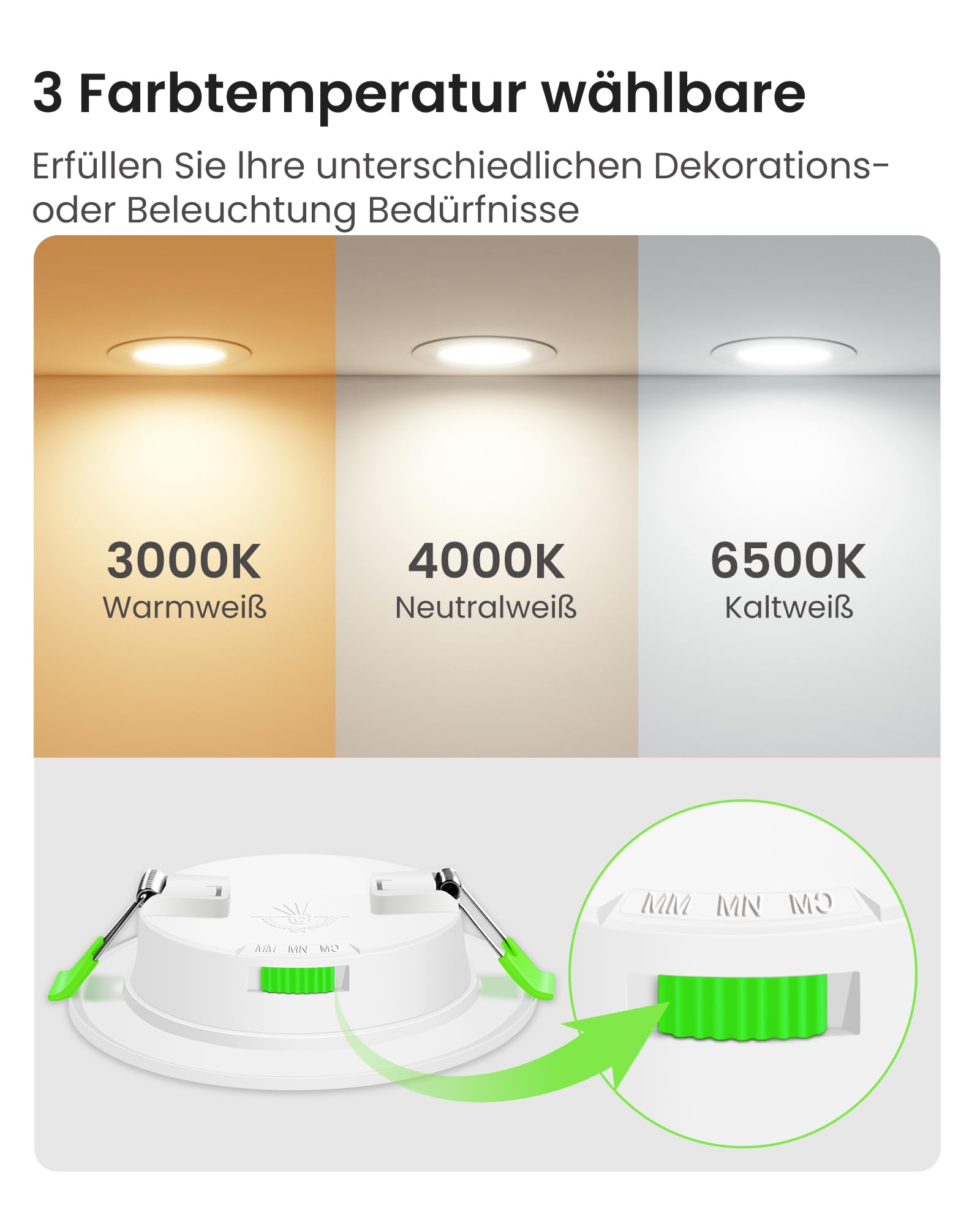 Alusso Einbaustrahler 10W 800lm 6 Stück weiß dimmbar IP44
