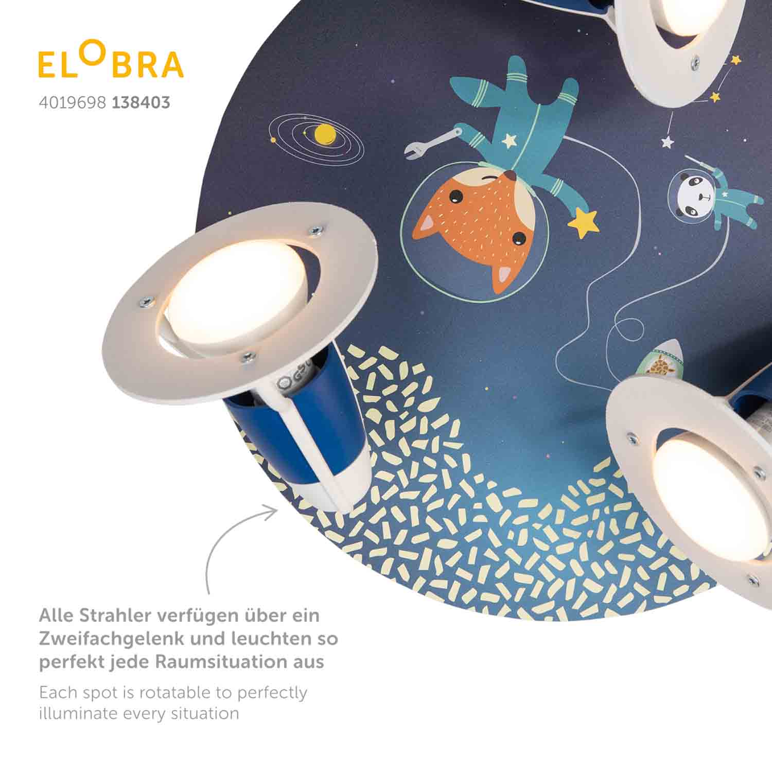 Elobra Kids Little Astronauts Space Mission Deckenstrahler blau