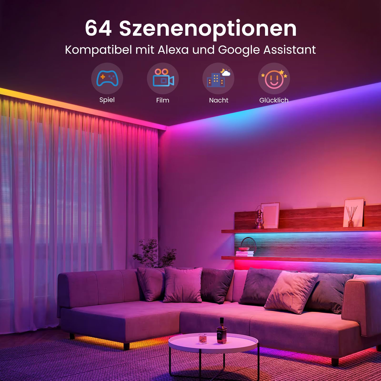 Alusso Smart Home LED Strip 5M RGBIC mit App