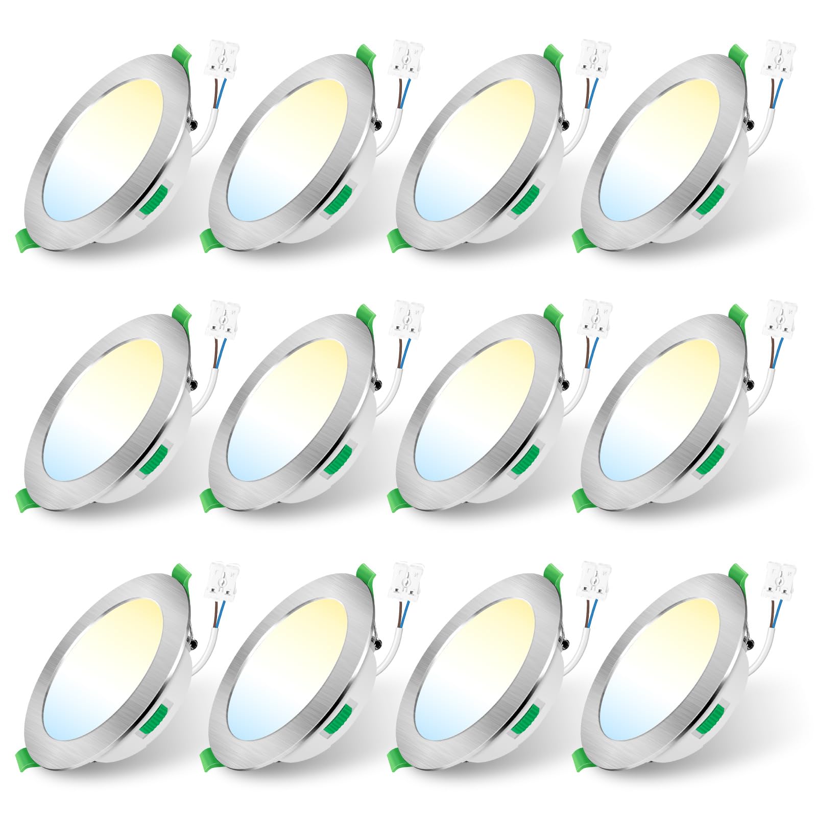 Alusso Einbaustrahler LED 12er Set 5W Nickel dimmbar 3CCT