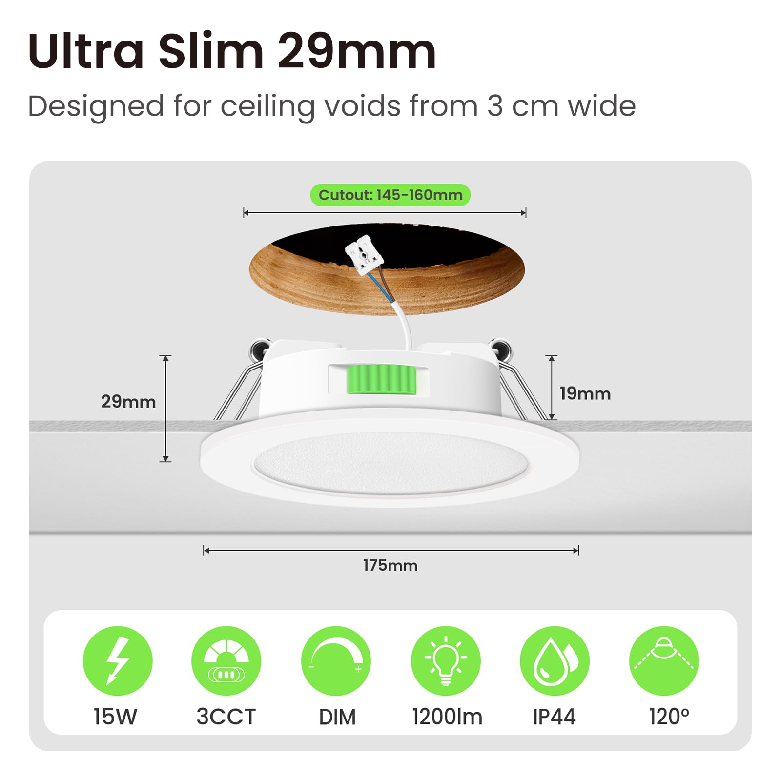 Alusso Recessed Einbaustrahler dimmbar Ø145-160mm 6 Stück