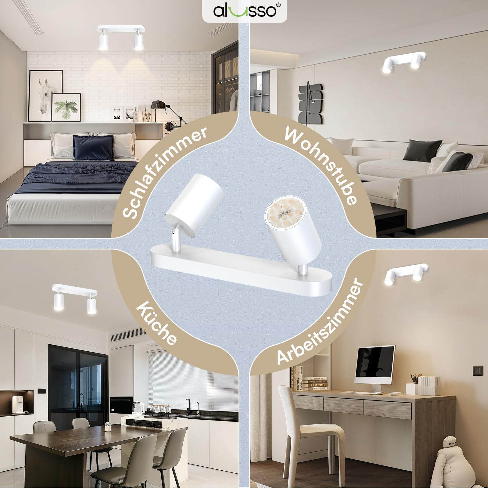 Alusso Recessed Ceiling Light Deckenstrahler 2 flammig GU10