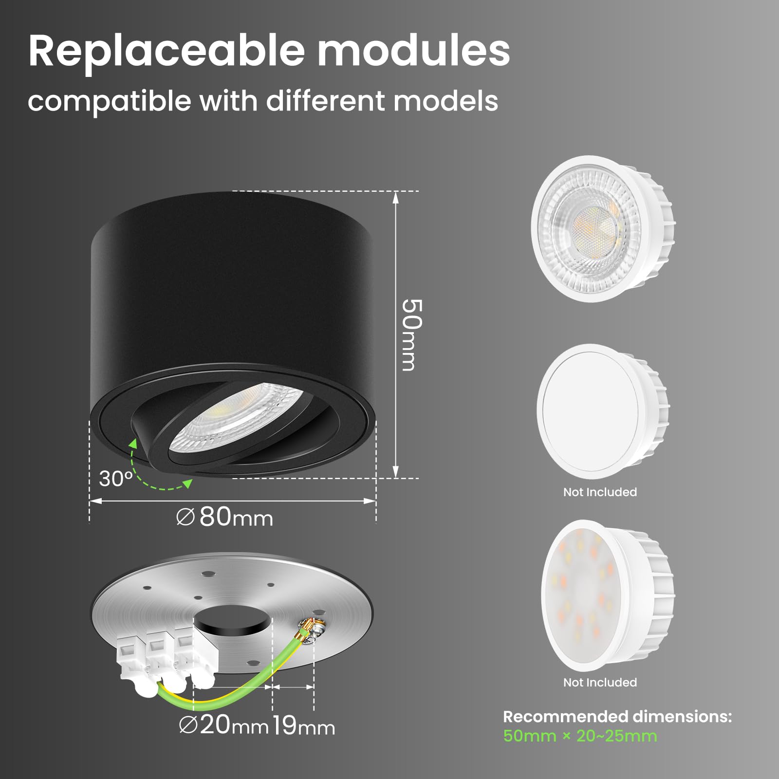 Alusso Aufbauspot 6W LED Deckenspots 3er-Pack schwarz
