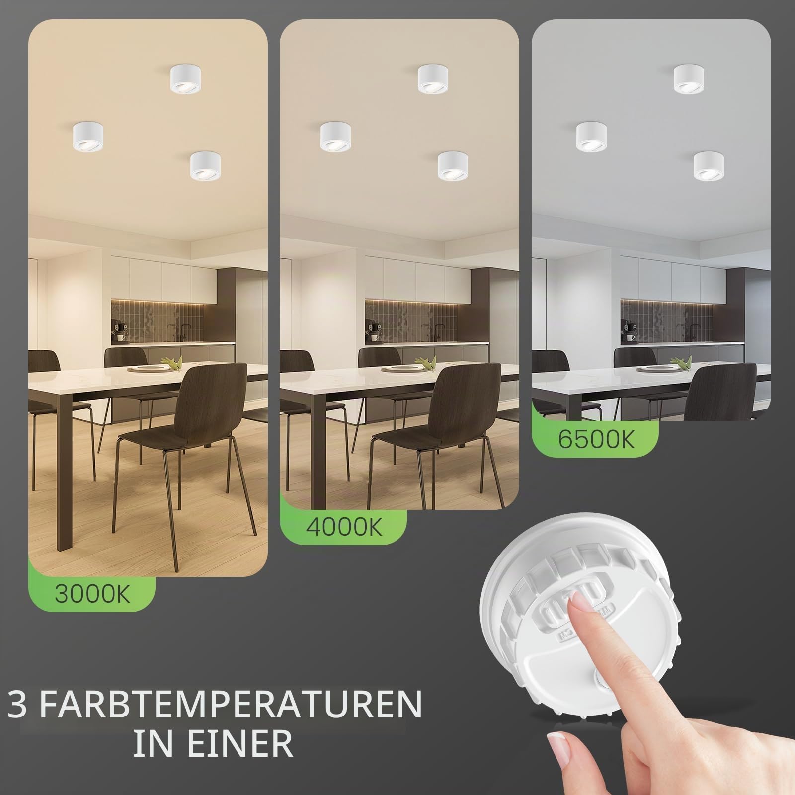 ALUSSO Aufbauspot Weiß 6W 540LM dimmbar 6er-Pack 3CCT
