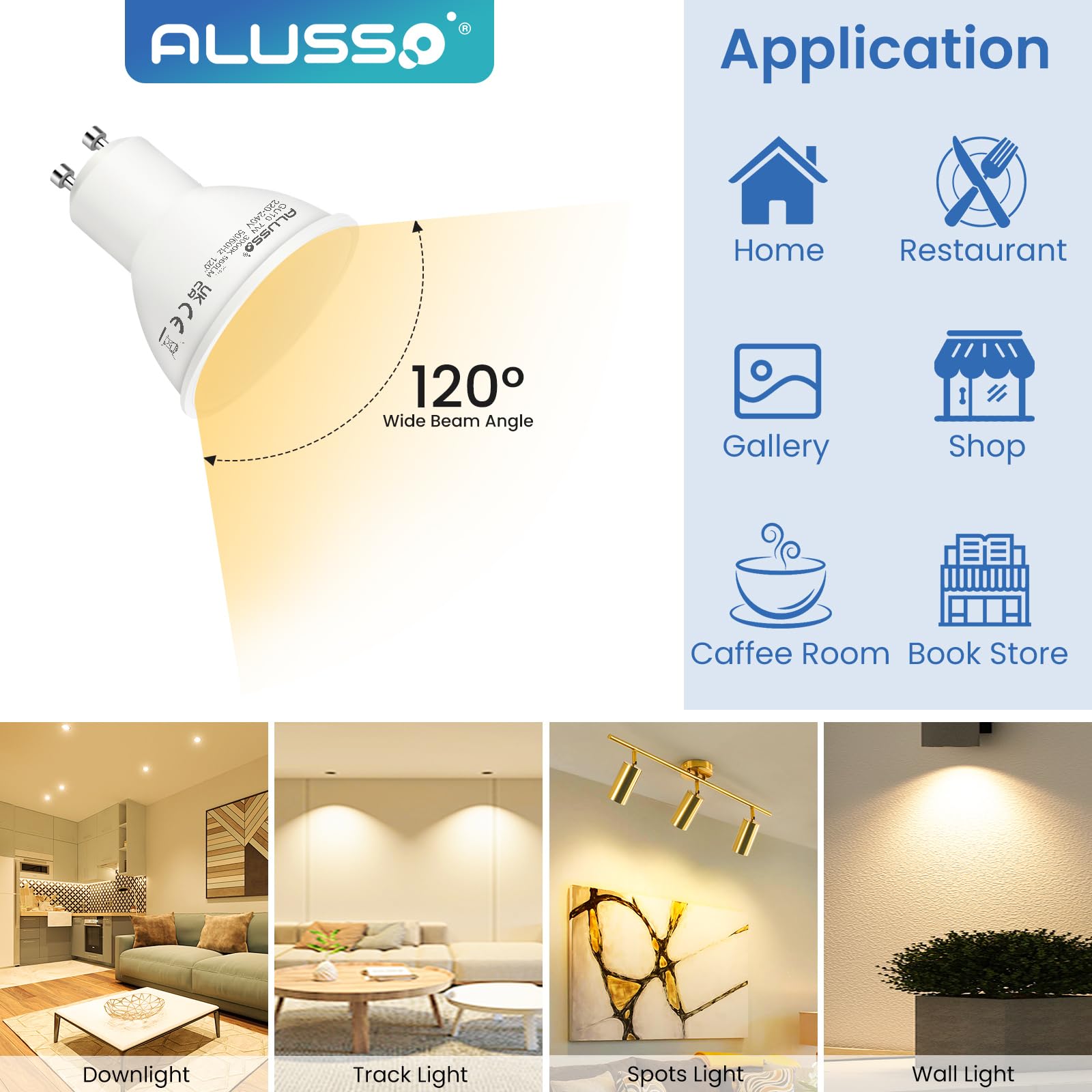 Alusso Bulb GU10 LED 5W Leuchtmittel Warmweiß 4er