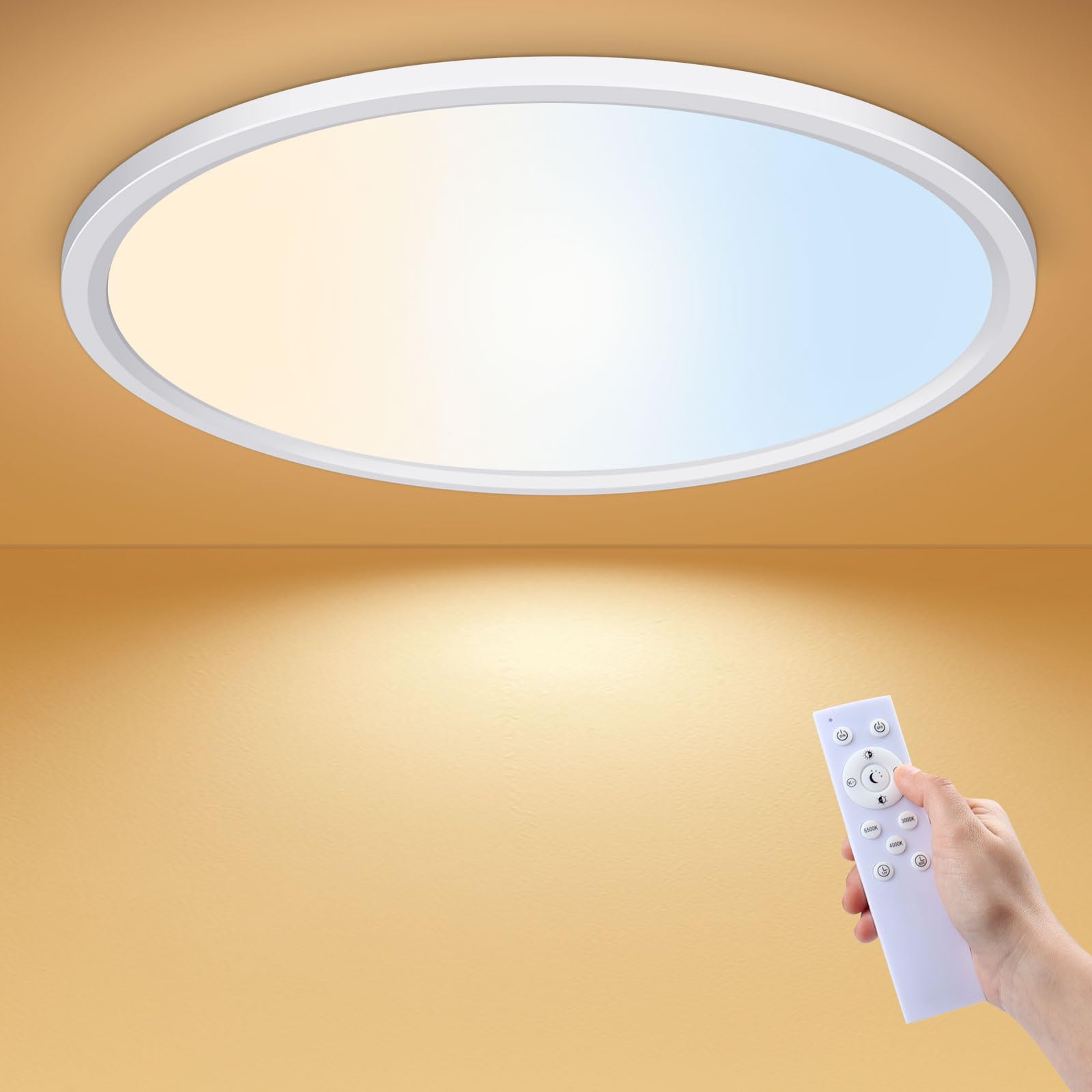 ALUSSO Deckenleuchte 24W LED Flach Fernbedienung Weiß