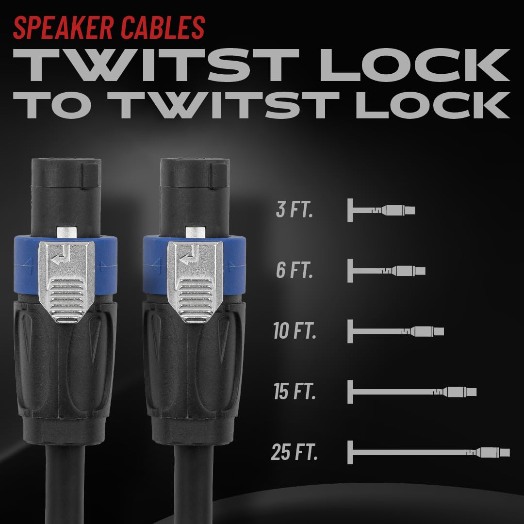 Gator Cables GCWH-SPK-03-2TL Lautsprecherkabel 0,9m Twist-Lock