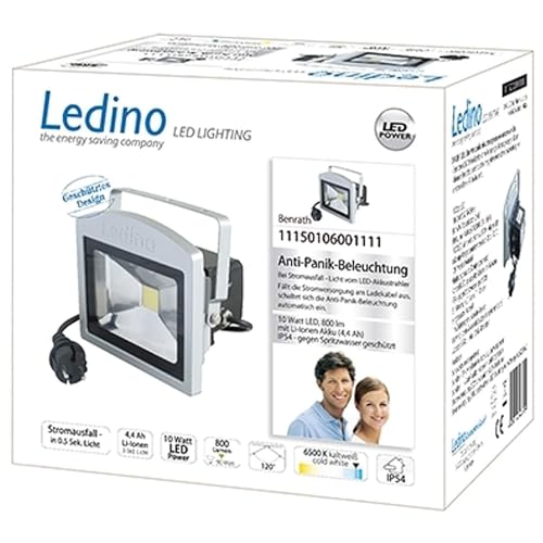 Ledino Benrath LED-Notlichtstrahler 10W 6500K silber