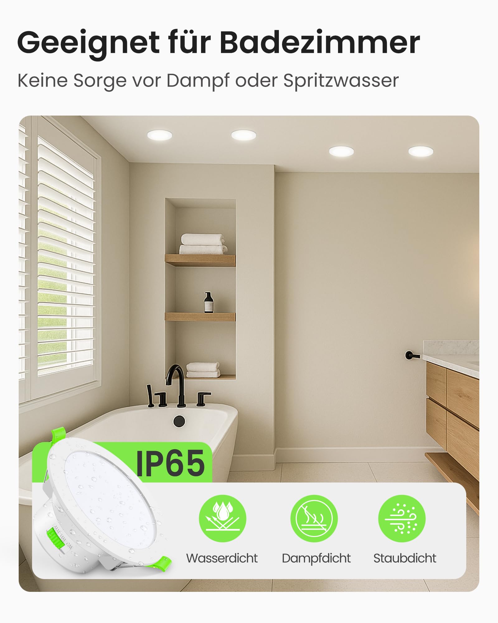 Alusso Einbaustrahler LED 10W IP65 dimmbar 6er Set 3 Lichtfarben