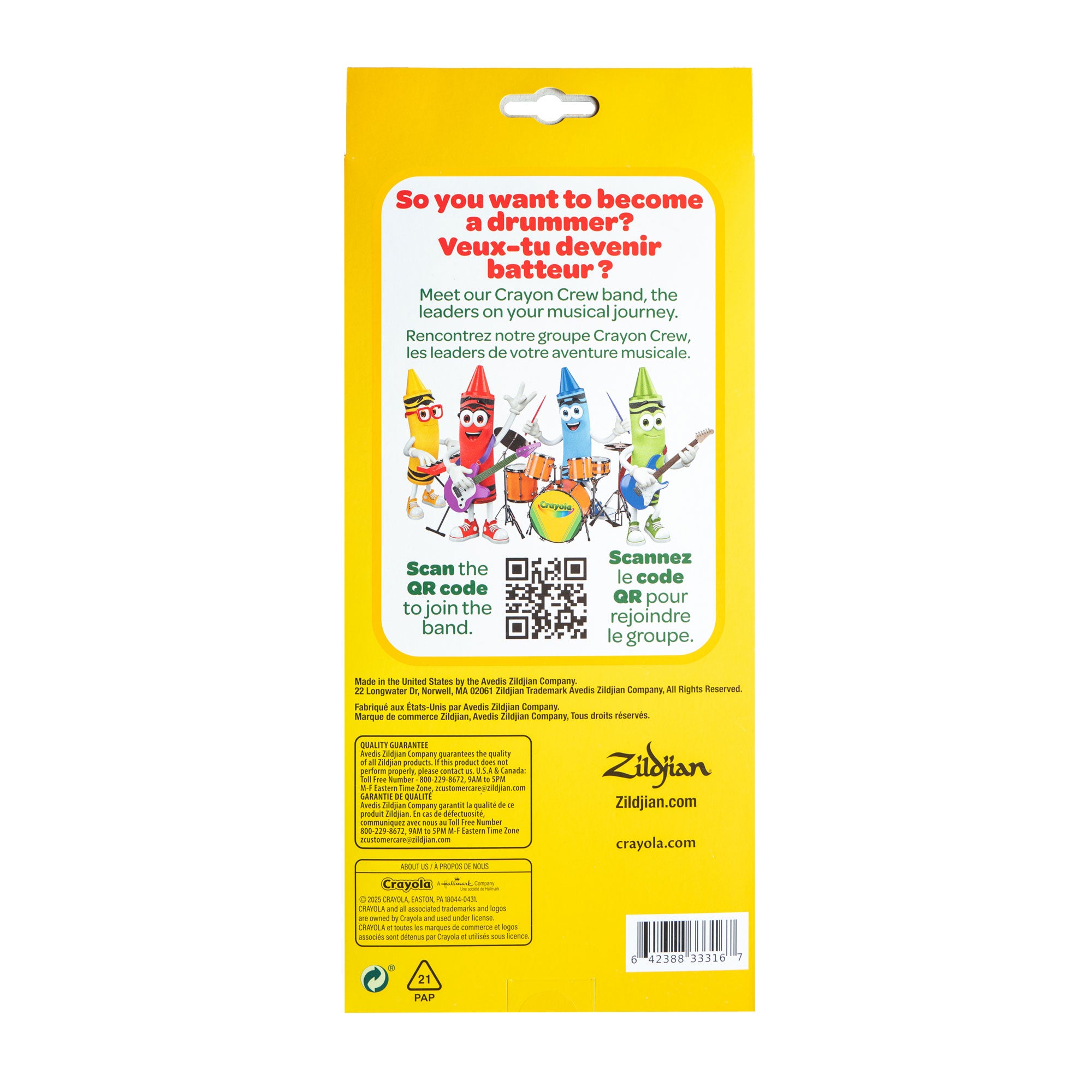 Zildjian Drumsticks x Crayola Pack Kinder 6 Sticks + Pad bunt