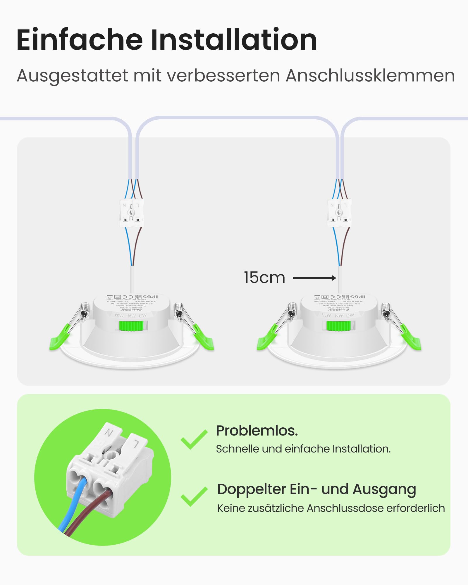 Alusso 7W Einbaustrahler rund weiß 6er Set IP65 dimmbar