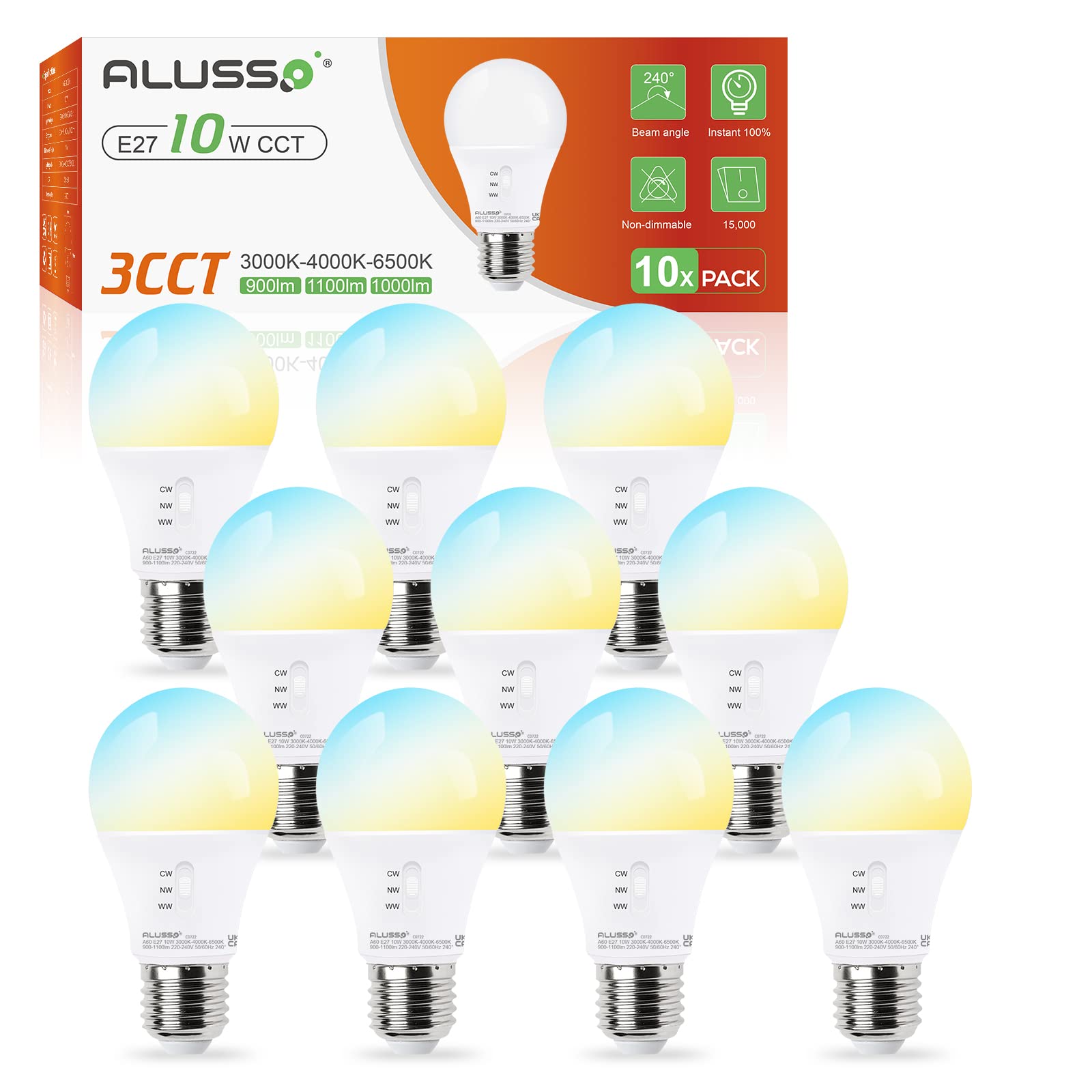 Alusso Bulb 10W E27 LED Lampe 1100lm 3CCT warmweiß