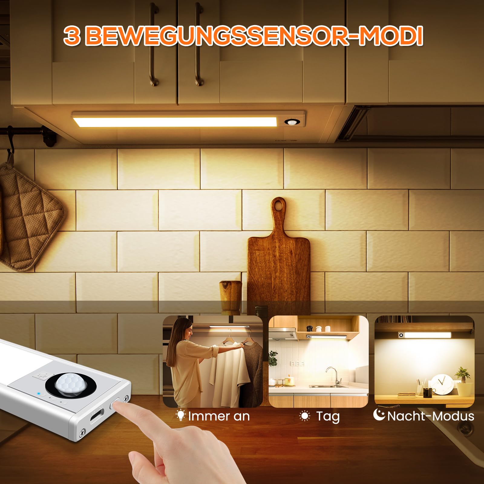 Alusso Cabinet Light 30cm LED Schrankbeleuchtung Bewegungsmelder
