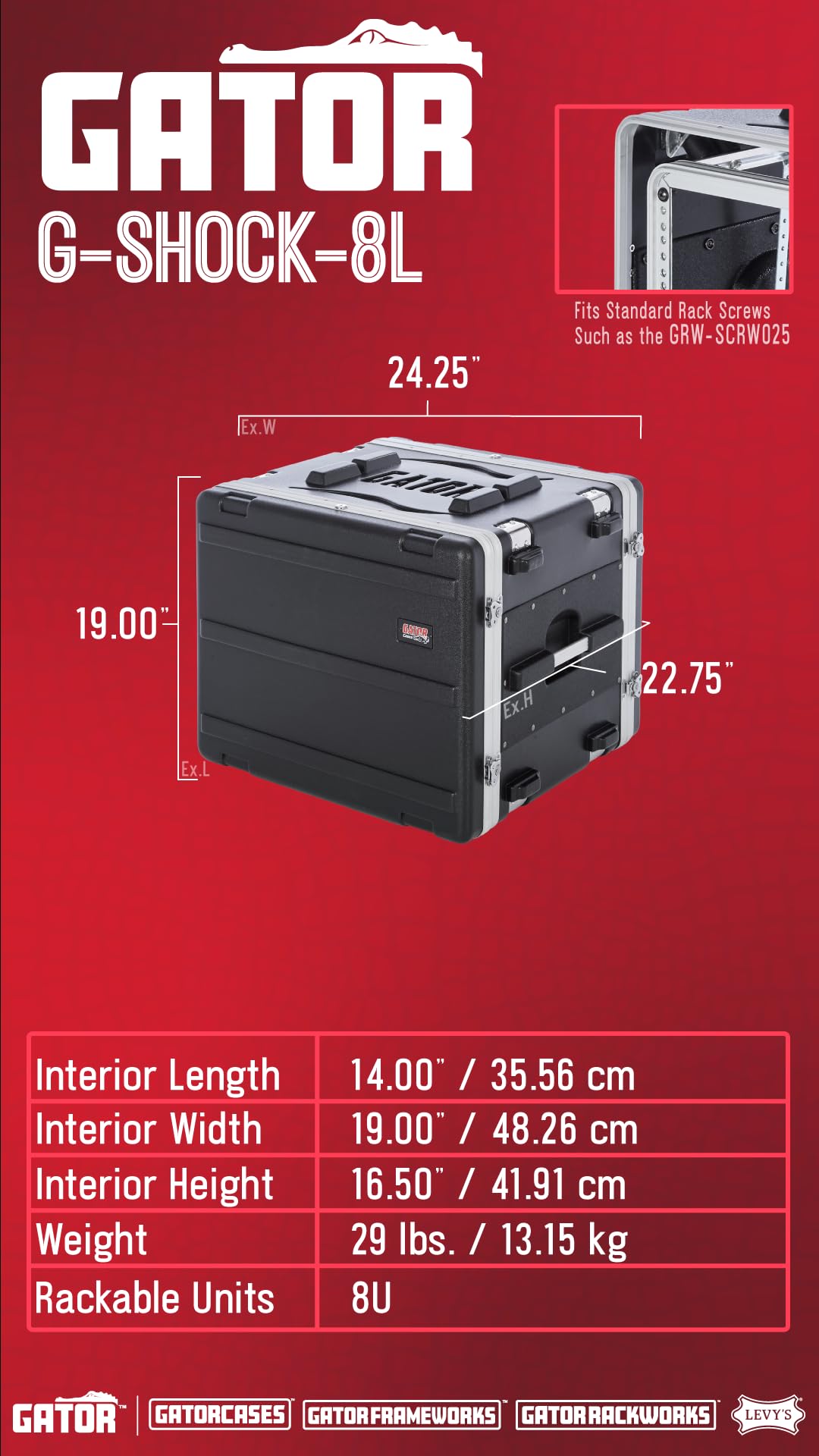 Gator G-SHOCK-8L Rack Case 8U 19 Zoll schwarz stoßfest